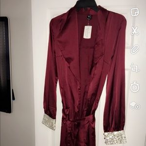Burgundy satin duster